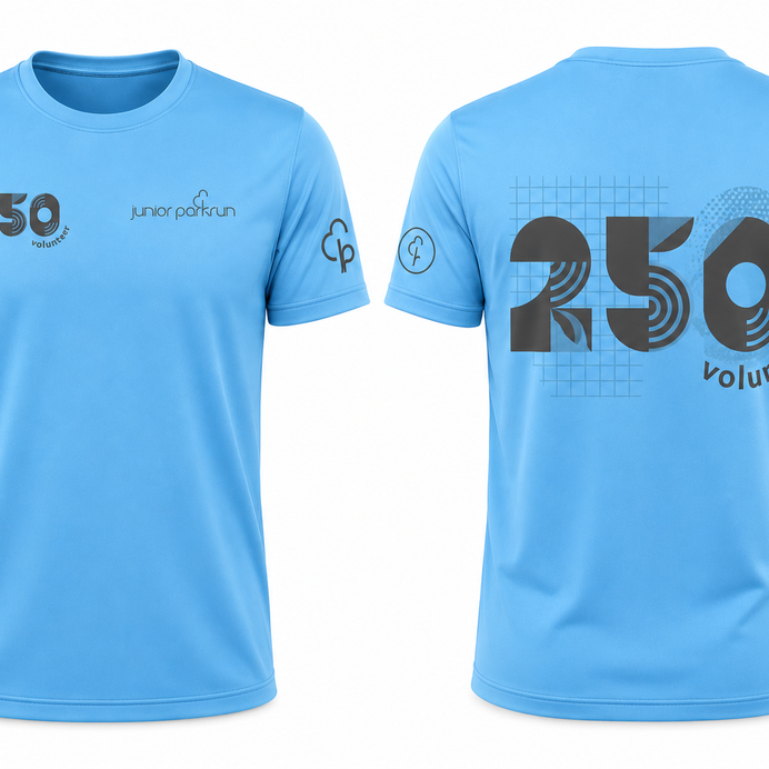 junior parkrun Volunteer Milestone 250 Tee