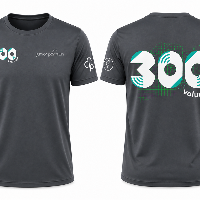 junior parkrun Volunteer Milestone 300 Tee