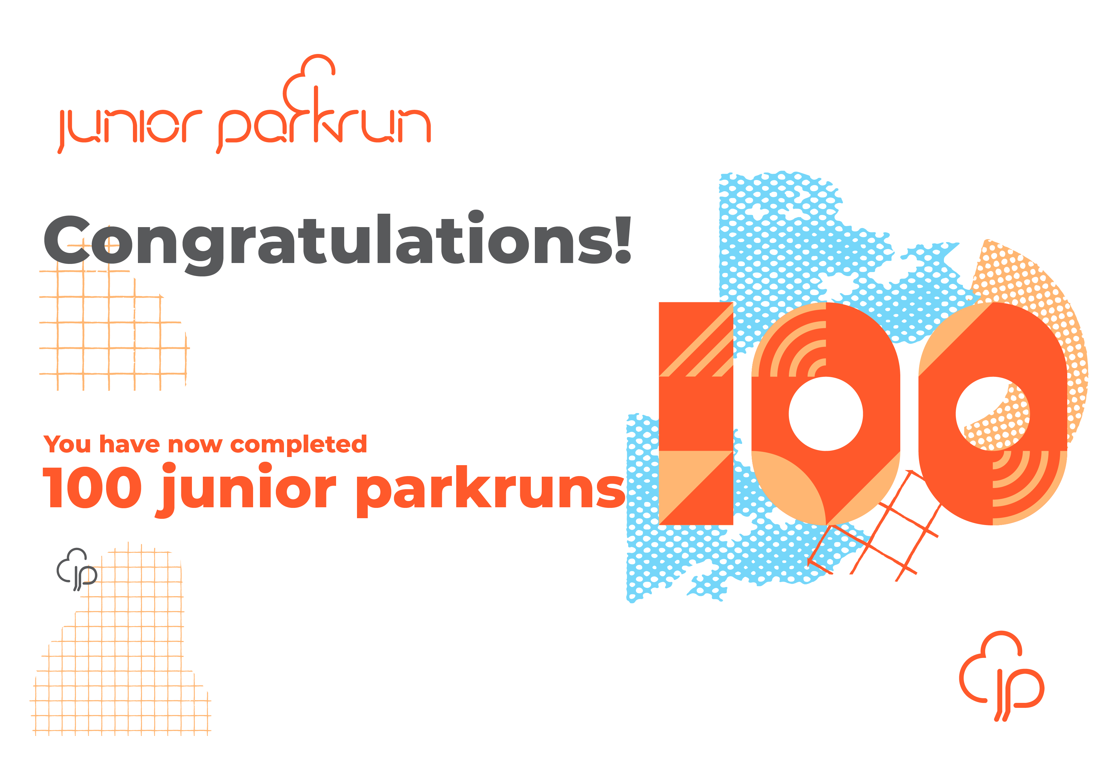 junior parkrun Milestone 100 Certificate