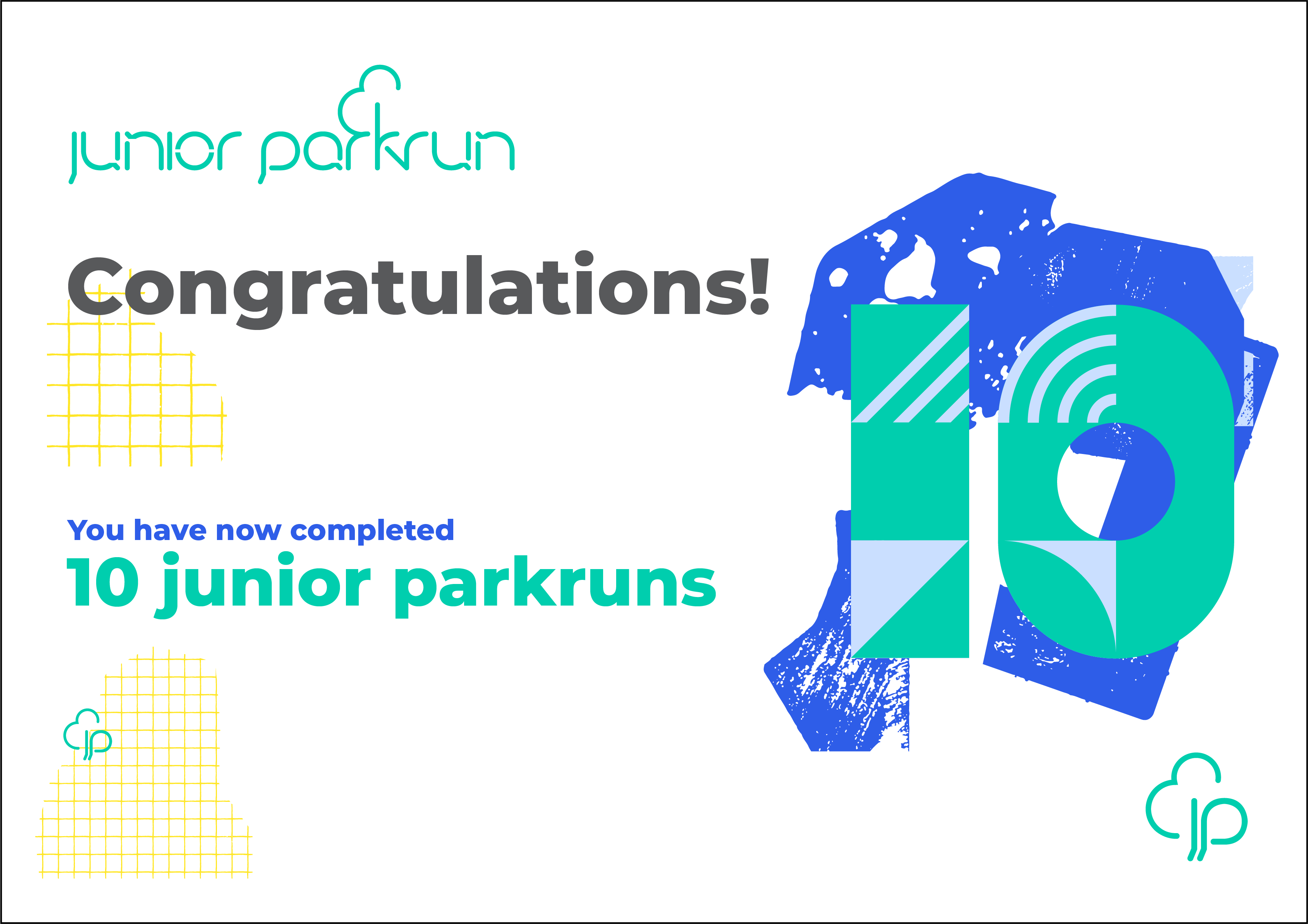 junior parkrun Milestone 10 Certificate