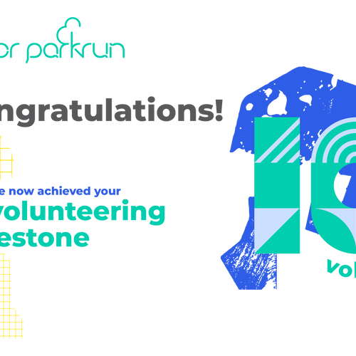 junior parkrun Volunteer Milestone 10 Certificate