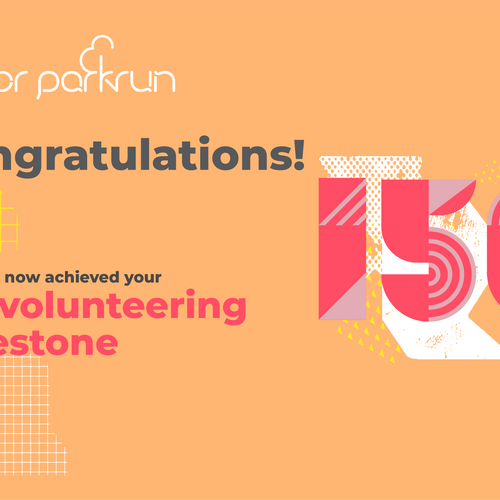 junior parkrun Volunteer Milestone 150 Certificate
