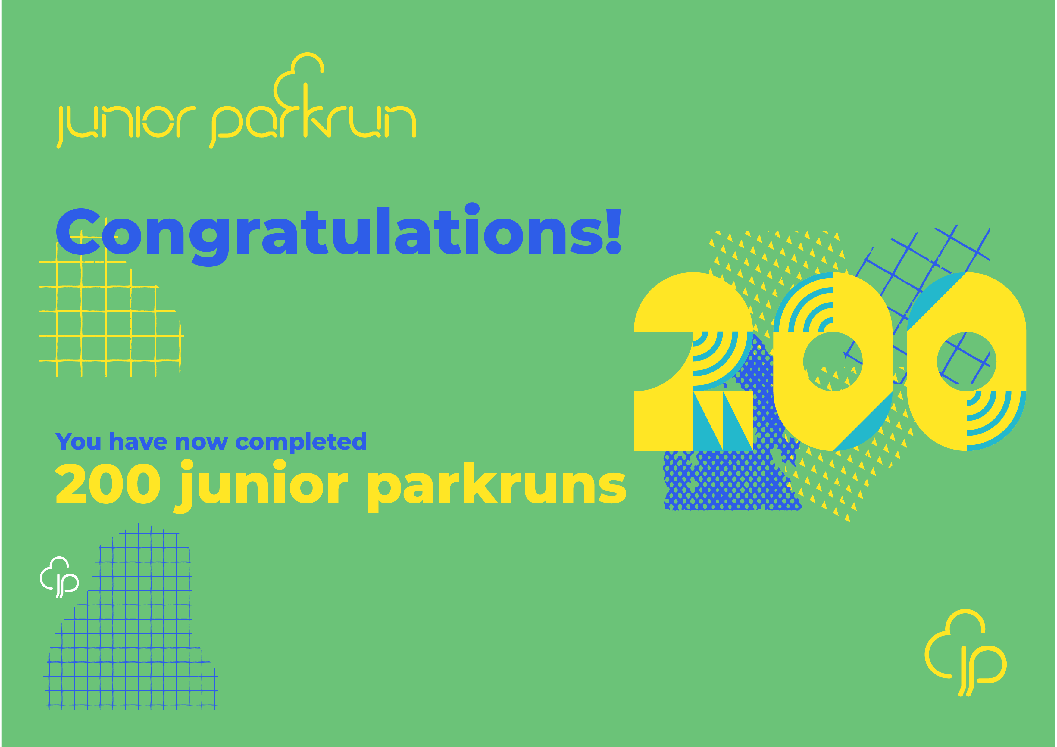 junior parkrun Milestone 200 Certificate
