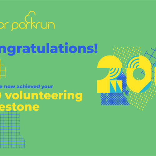 junior parkrun Volunteer Milestone 200 Certificate