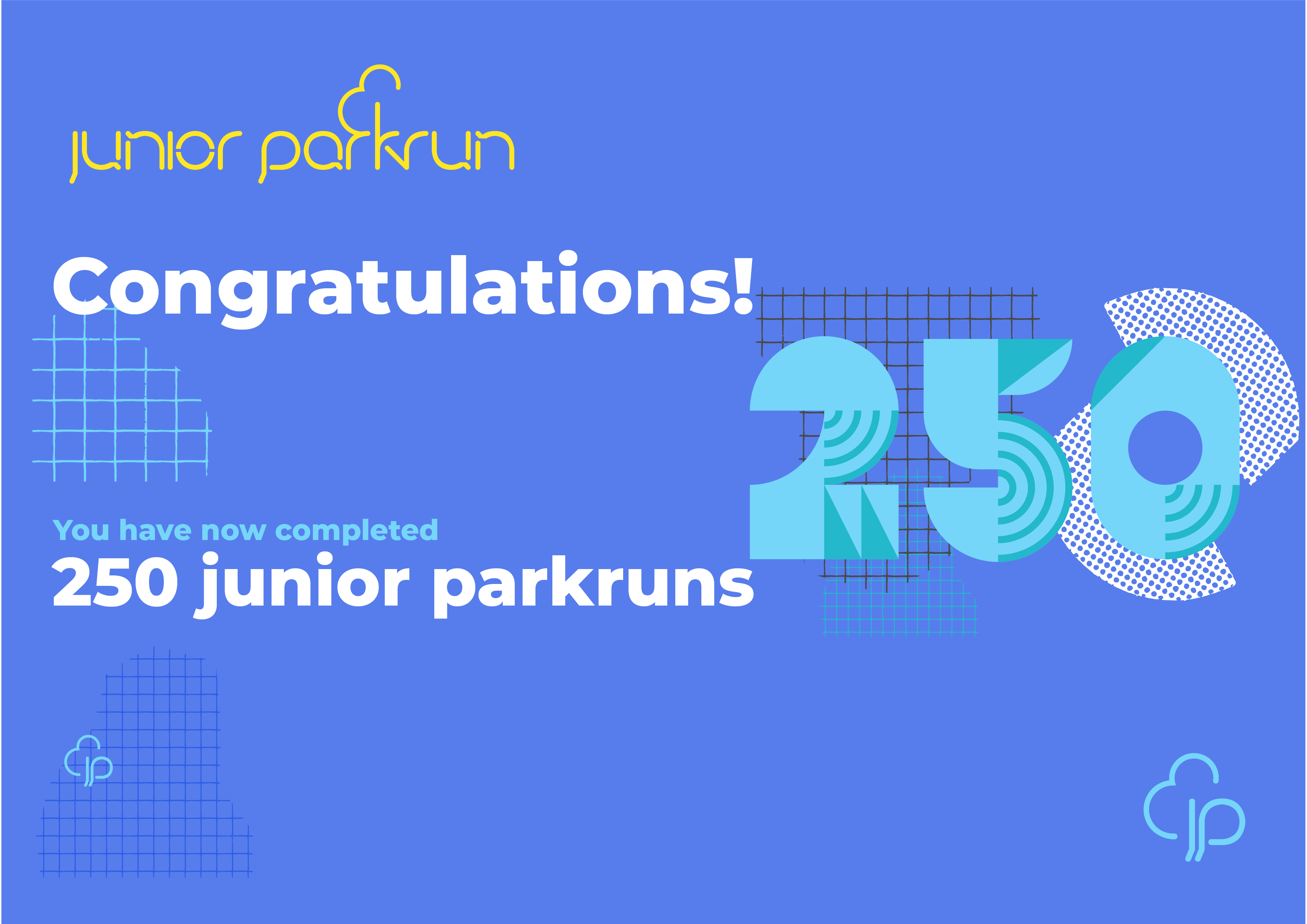 junior parkrun Milestone 250 Certificate