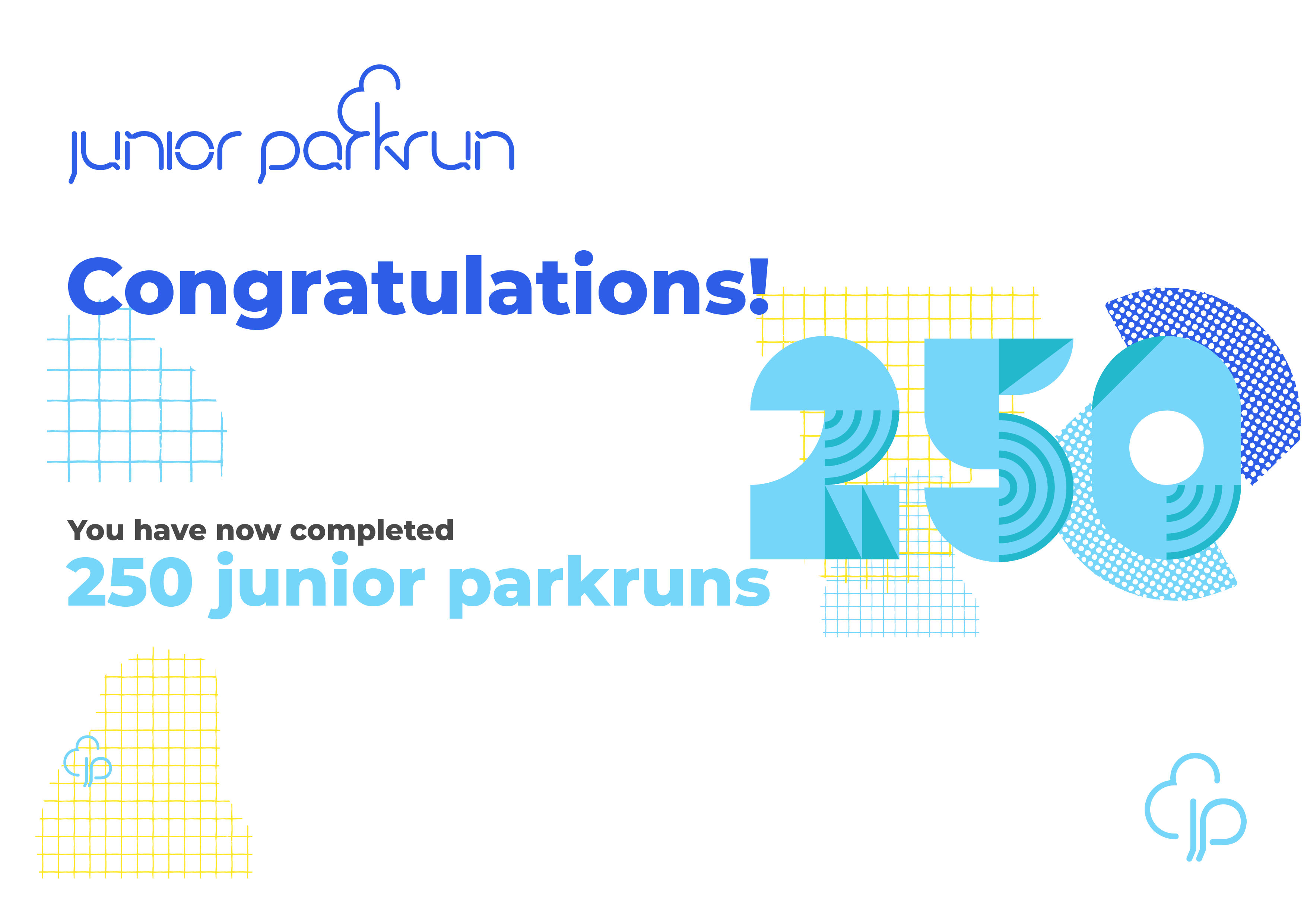 junior parkrun Milestone 250 Certificate