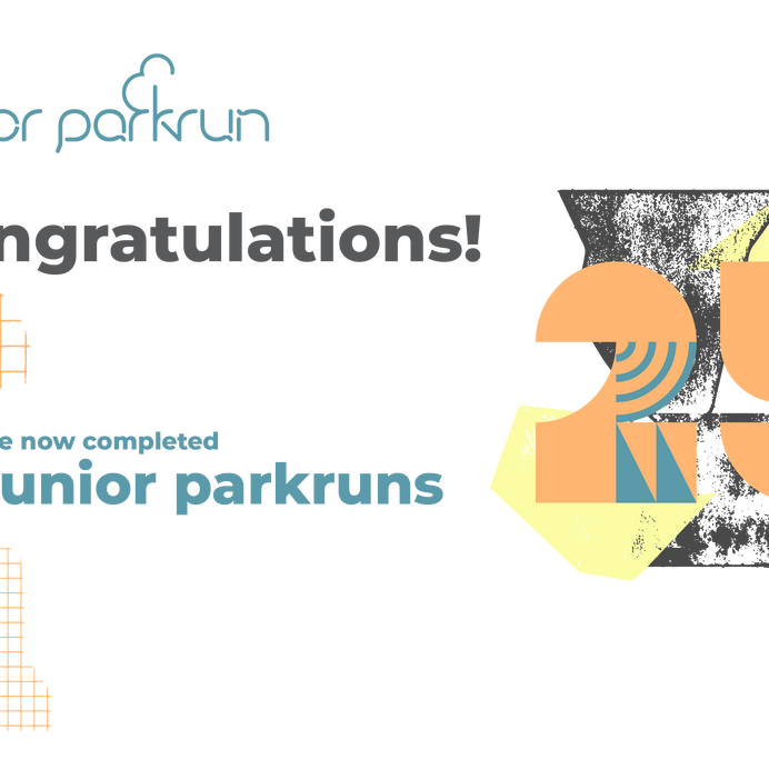 junior parkrun Milestone 25 Certificate