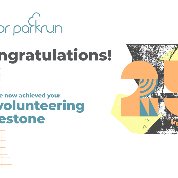 junior parkrun Volunteer Milestone 25 Certificate