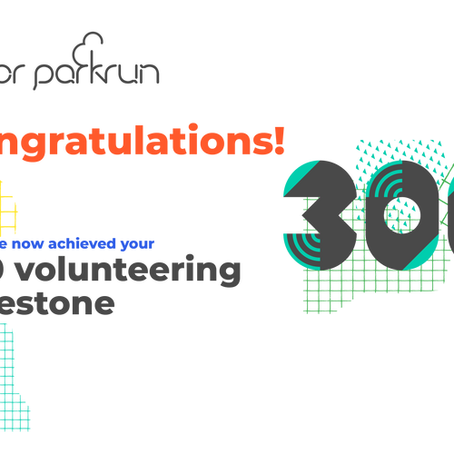 junior parkrun Volunteer milestone 300 Certificate