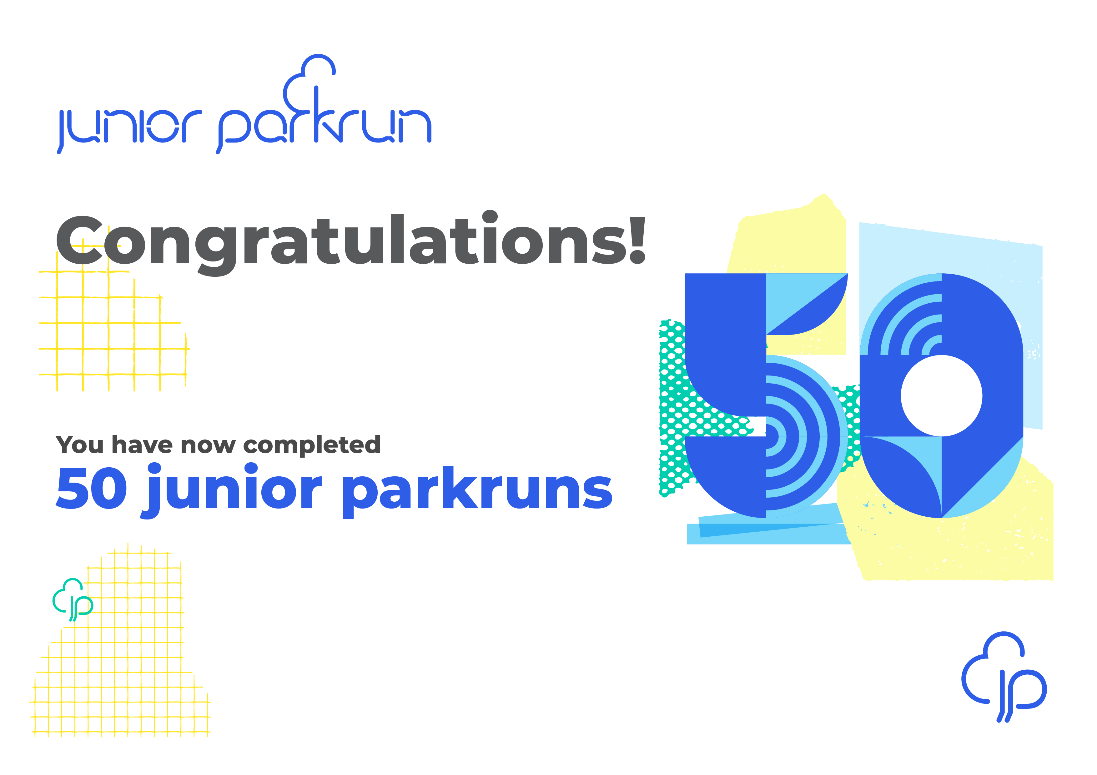 junior parkrun Milestone 50 Certificate
