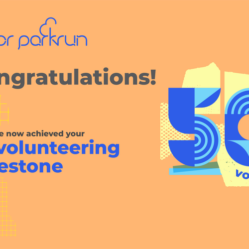 junior parkrun Volunteer Milestone 50 Certificate