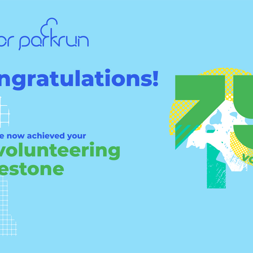 junior parkrun Volunteer Milestone 75 Certificate