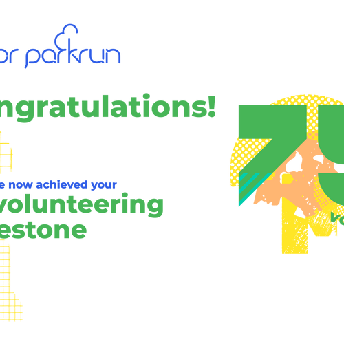 junior parkrun Volunteer Milestone 75 Certificate
