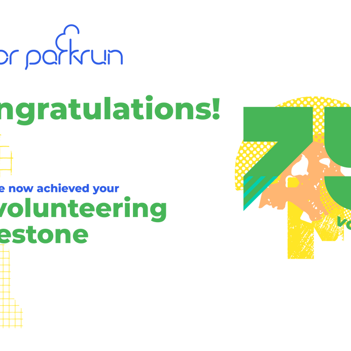 junior parkrun Volunteer Milestone 75 Certificate